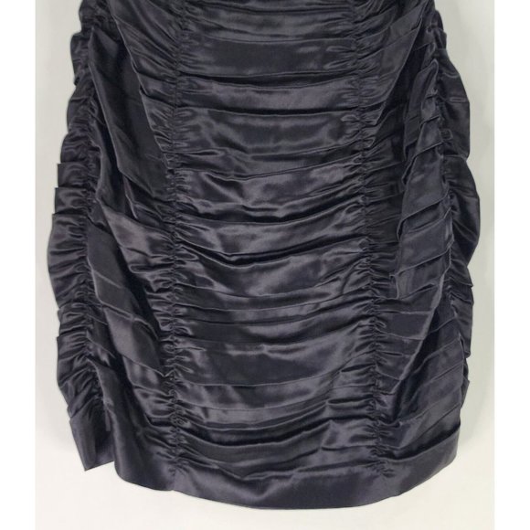 Express Dress Womens 4 Black Draped Strapless Silk Mini Dress - Picture 7 of 15